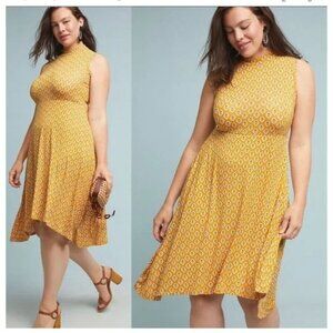 Anthropologie Maeve Palais‎ Sleeveless Casual Chic Swing Dress Yellow 1X